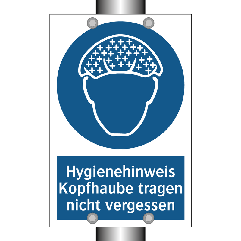 Hygienehinweis Kopfhaube tragen nicht vergessen