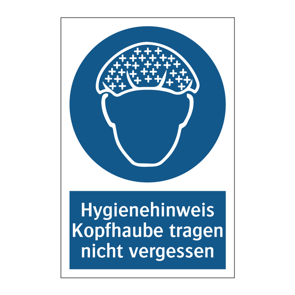 Hygienehinweis Kopfhaube tragen nicht vergessen