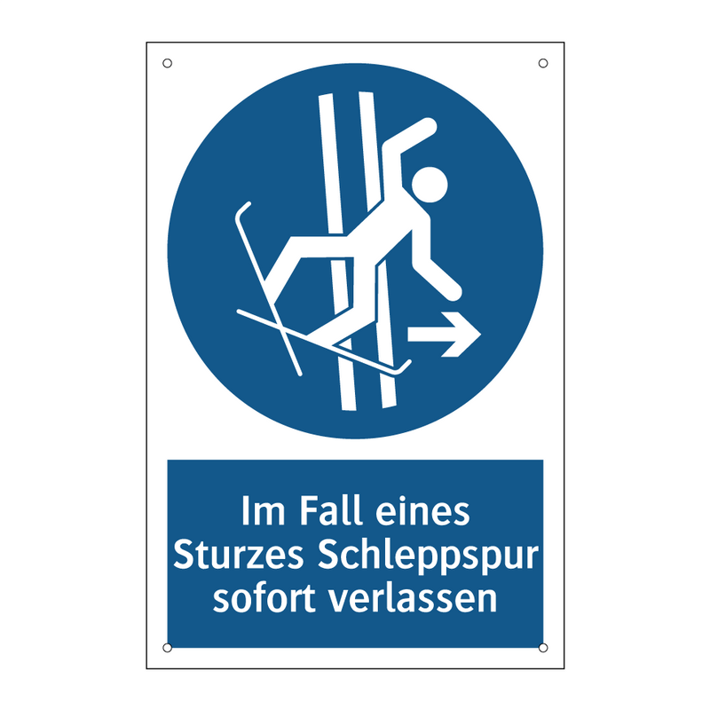 Im Fall eines Sturzes Schleppspur sofort verlassen