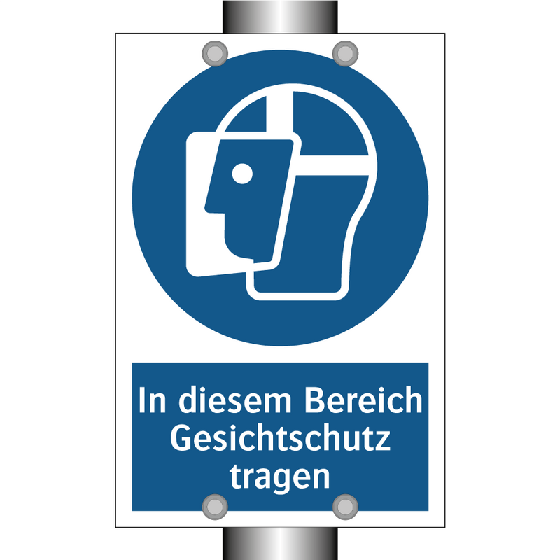 In diesem Bereich Gesichtschutz tragen