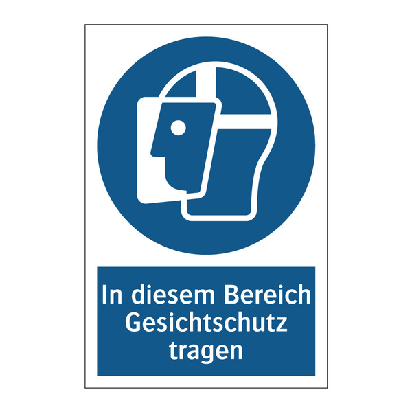 In diesem Bereich Gesichtschutz tragen