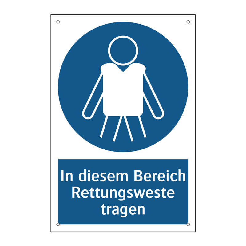 In diesem Bereich Rettungsweste tragen