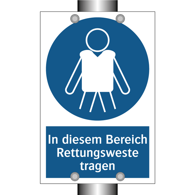 In diesem Bereich Rettungsweste tragen