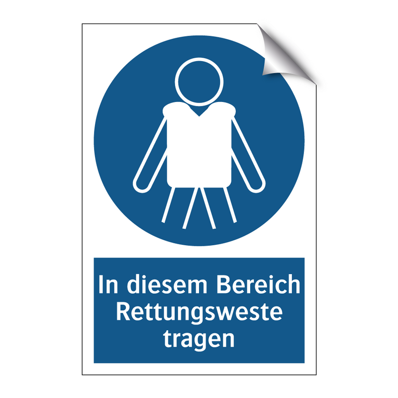 In diesem Bereich Rettungsweste tragen