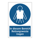 In diesem Bereich Rettungsweste tragen