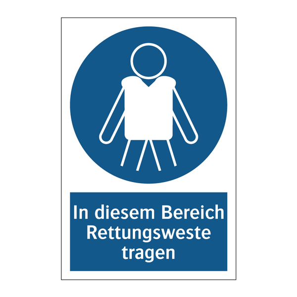 In diesem Bereich Rettungsweste tragen