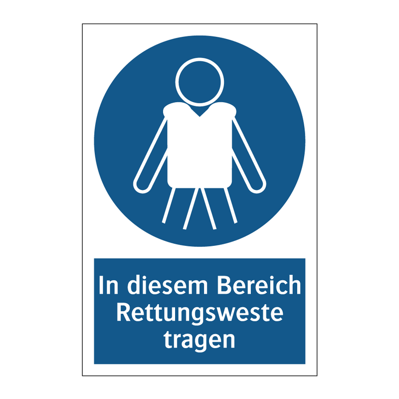 In diesem Bereich Rettungsweste tragen