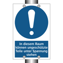 In diesem Raum können ungeschützte Teile unter Spannung stehen