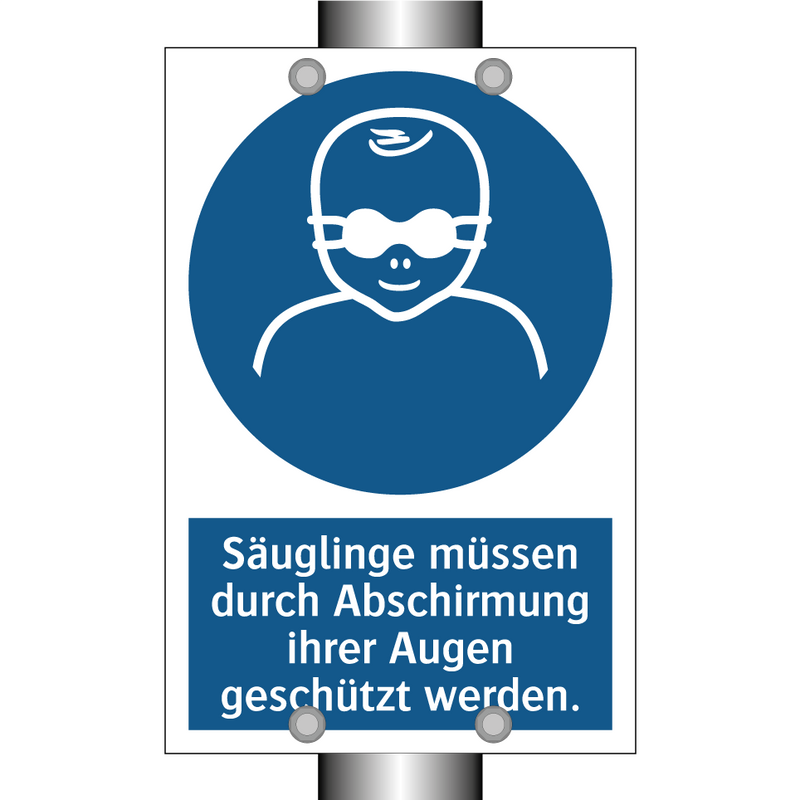 Säuglinge müssen durch Abschirmung ihrer Augen geschützt werden.