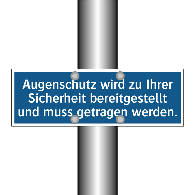 Augenschutz wird zu Ihrer Sicherheit bereitgestellt und muss getragen werden.