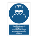Kleinkinder durch weitgehend lichtundurchlässige Augenabschirmung schützen