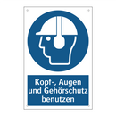Kopf-, Augen und Gehörschutz benutzen