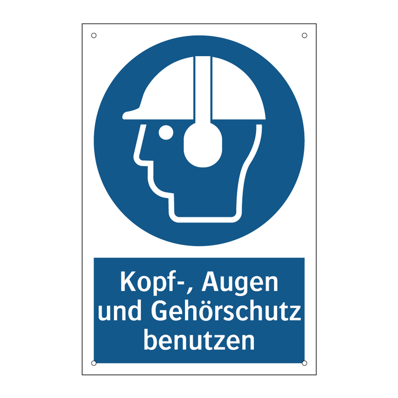 Kopf-, Augen und Gehörschutz benutzen
