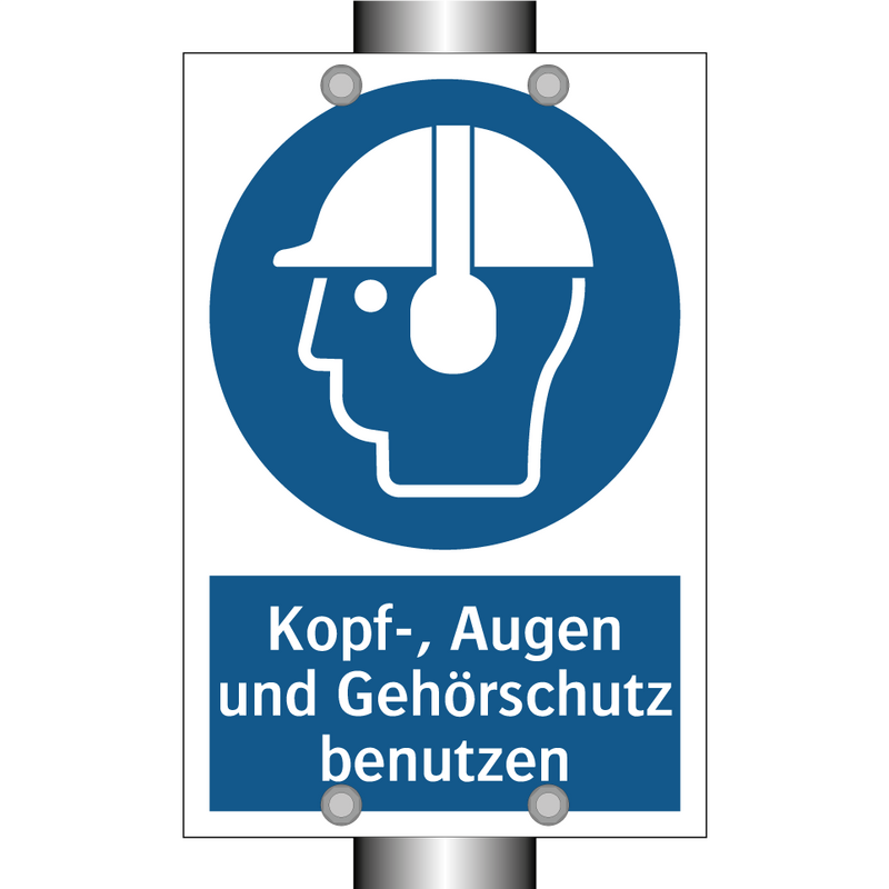 Kopf-, Augen und Gehörschutz benutzen