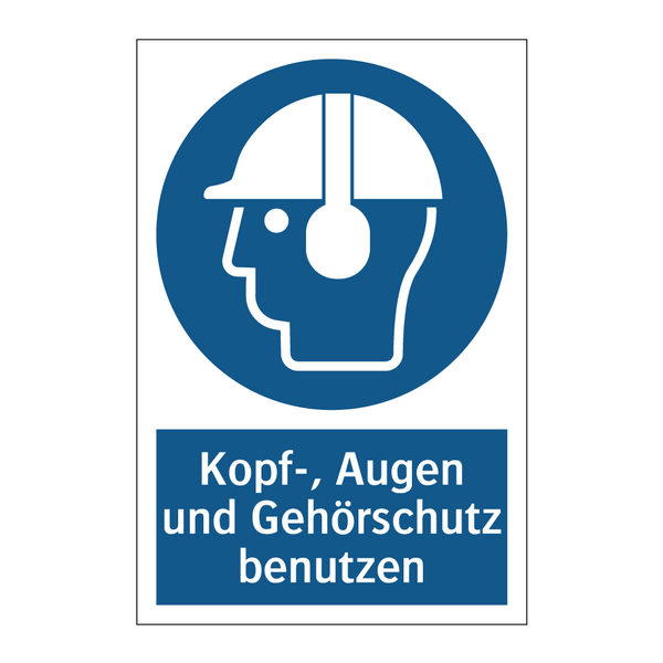 Kopf-, Augen und Gehörschutz benutzen