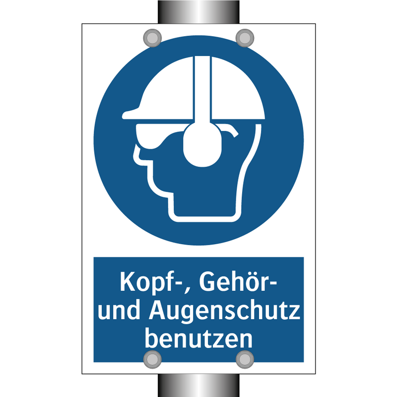 Kopf-, Gehör- und Augenschutz benutzen