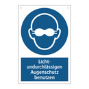 Licht- undurchlässigen Augenschutz benutzen