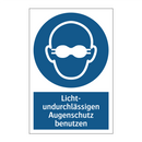 Licht- undurchlässigen Augenschutz benutzen