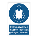 Rettungswesten müssen jederzeit getragen werden.