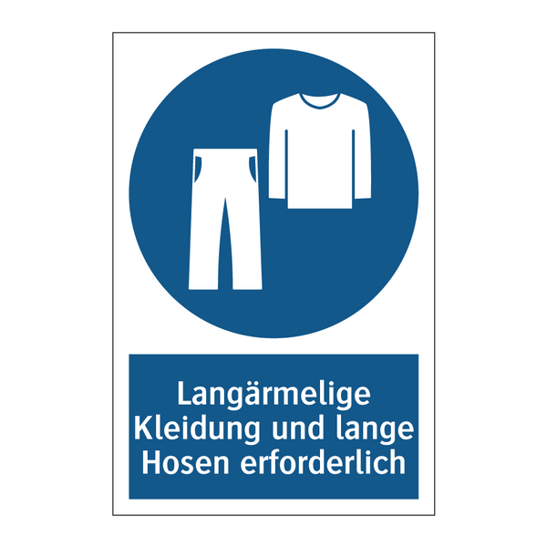 Langärmelige Kleidung und lange Hosen erforderlich