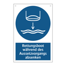 Rettungsboot während des Aussetzvorgangs absenken