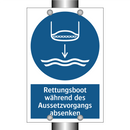 Rettungsboot während des Aussetzvorgangs absenken