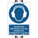 Lärmbereich Mitarbeiter sind hier verpflichtet, Gehörschutz zu tragen