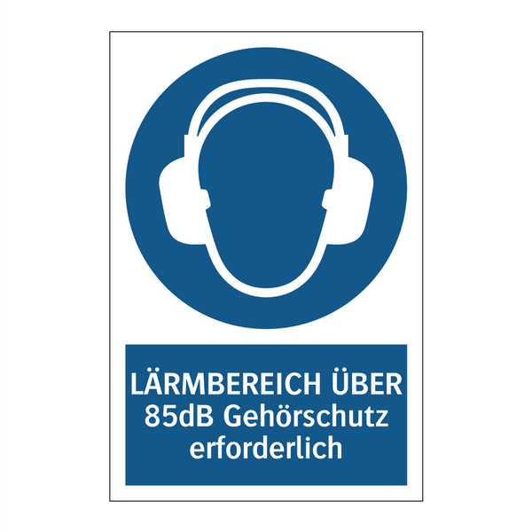 LÄRMBEREICH ÜBER 85dB Gehörschutz erforderlich
