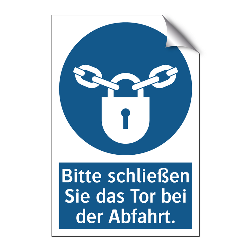 Bitte schließen Sie das Tor bei der Abfahrt.