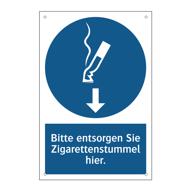 Bitte entsorgen Sie Zigarettenstummel hier.