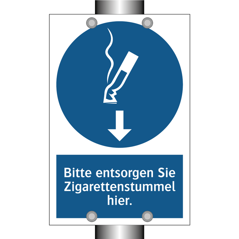 Bitte entsorgen Sie Zigarettenstummel hier.