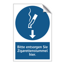 Bitte entsorgen Sie Zigarettenstummel hier.