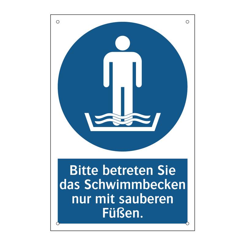 Bitte betreten Sie das Schwimmbecken nur mit sauberen Füßen.