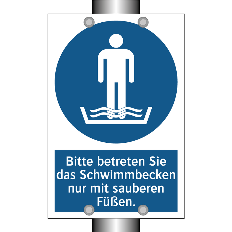 Bitte betreten Sie das Schwimmbecken nur mit sauberen Füßen.