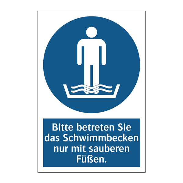 Bitte betreten Sie das Schwimmbecken nur mit sauberen Füßen.