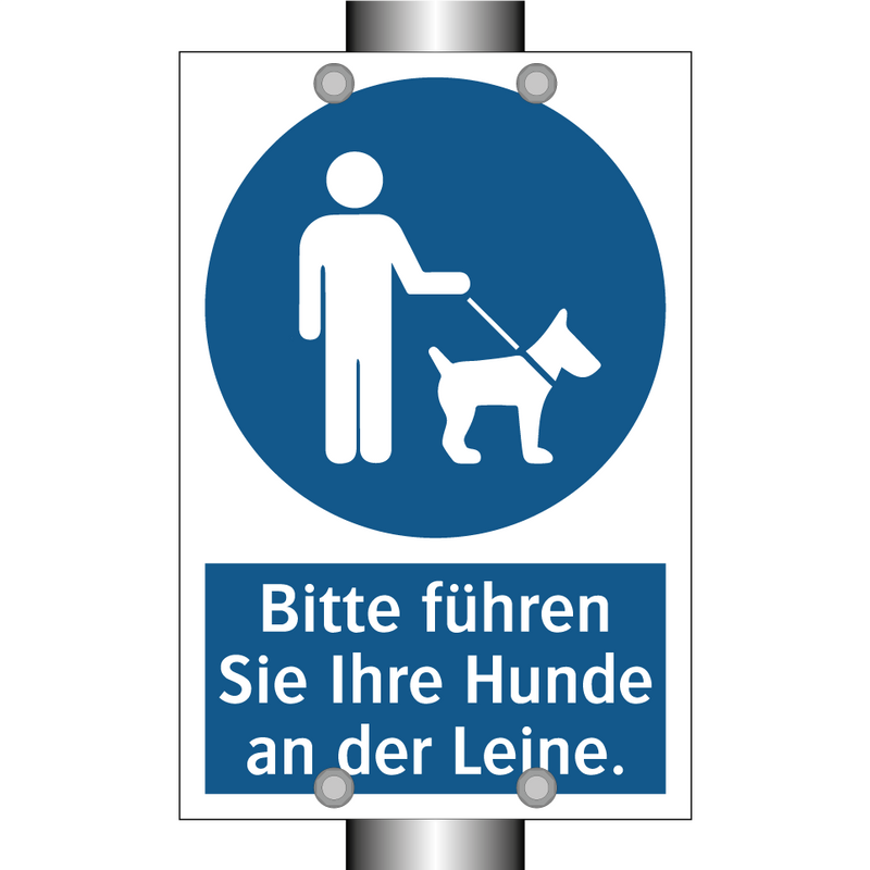 Bitte führen Sie Ihre Hunde an der Leine.