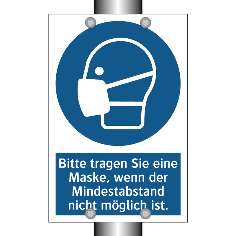 Bitte tragen Sie eine Maske, wenn der Mindestabstand nicht möglich ist.