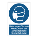Bitte tragen Sie eine Maske, wenn der Mindestabstand nicht möglich ist.