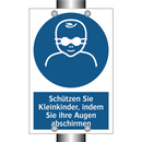 Schützen Sie Kleinkinder, indem Sie ihre Augen abschirmen