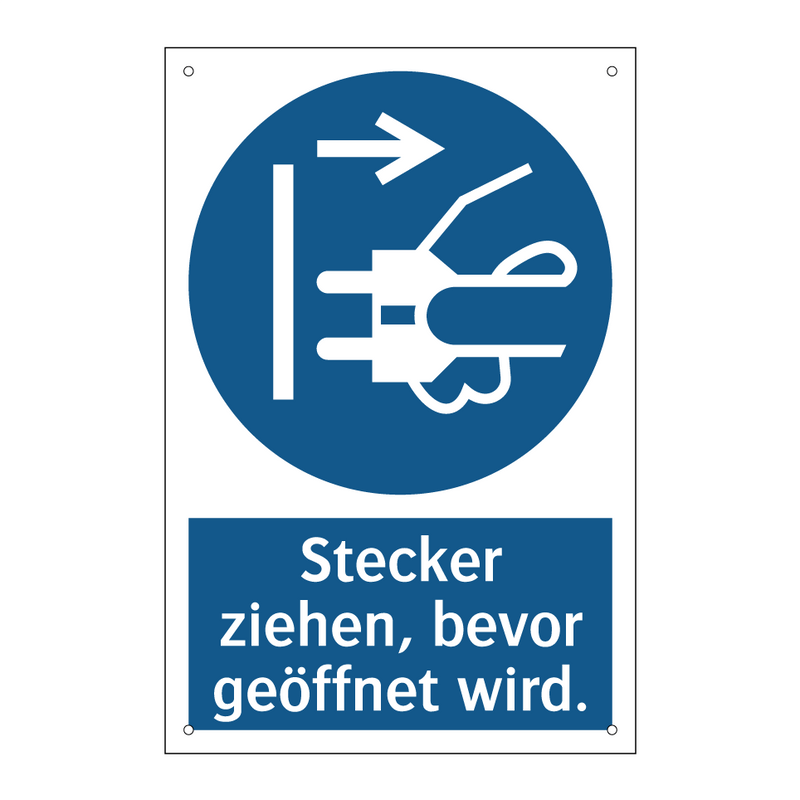 Stecker ziehen, bevor geöffnet wird.