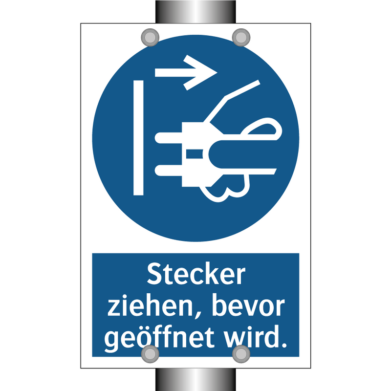 Stecker ziehen, bevor geöffnet wird.