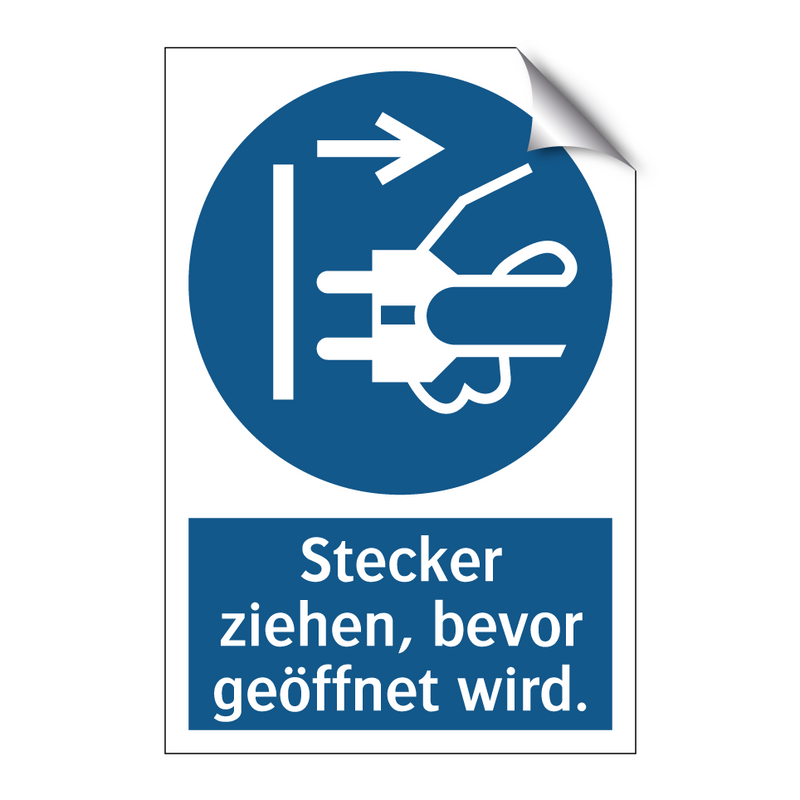 Stecker ziehen, bevor geöffnet wird.