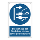 Stecker aus der Steckdose ziehen, bevor geöffnet wird.