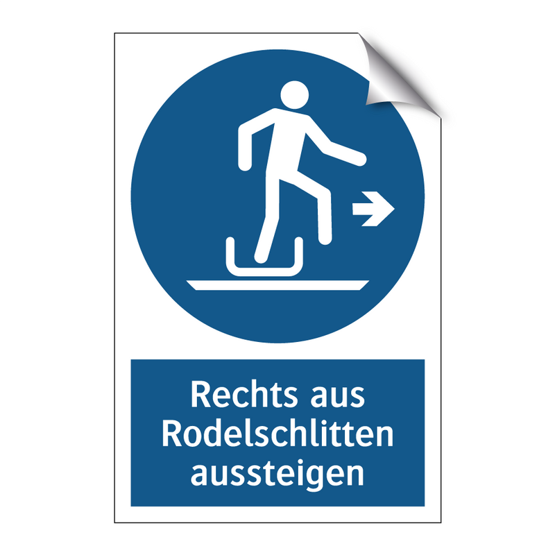 Rechts aus Rodelschlitten aussteigen