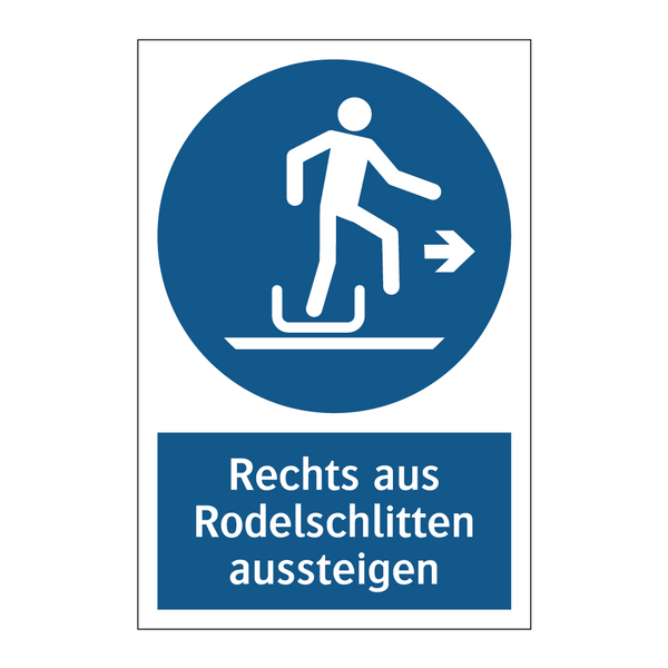 Rechts aus Rodelschlitten aussteigen