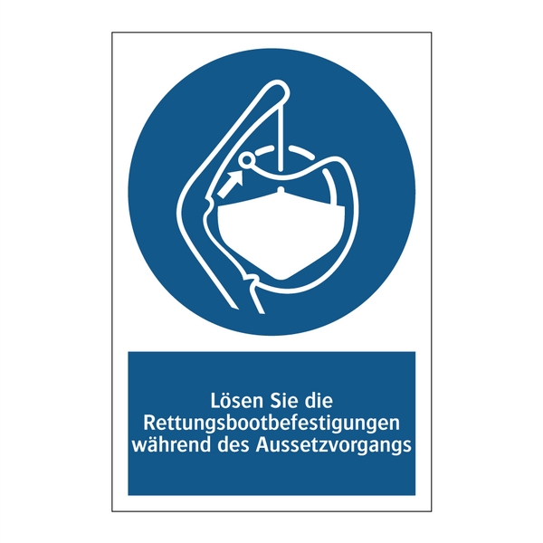 Lösen Sie die Rettungsbootbefestigungen während des Aussetzvorgangs