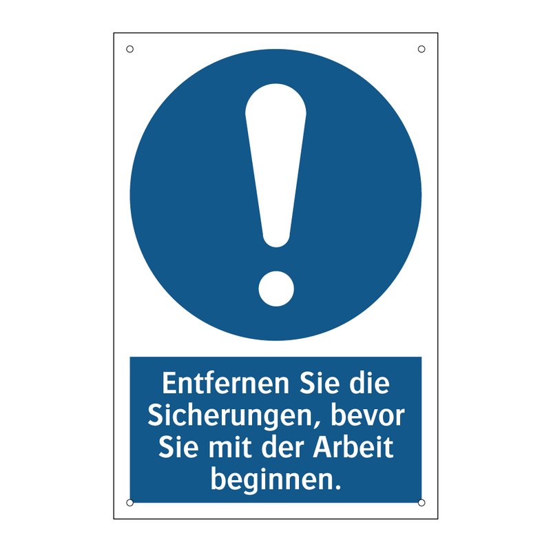 Entfernen Sie die Sicherungen, bevor Sie mit der Arbeit beginnen.