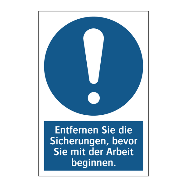 Entfernen Sie die Sicherungen, bevor Sie mit der Arbeit beginnen.