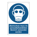 Atemschutz muss im aerosolbehandelten Bereich verwendet werden