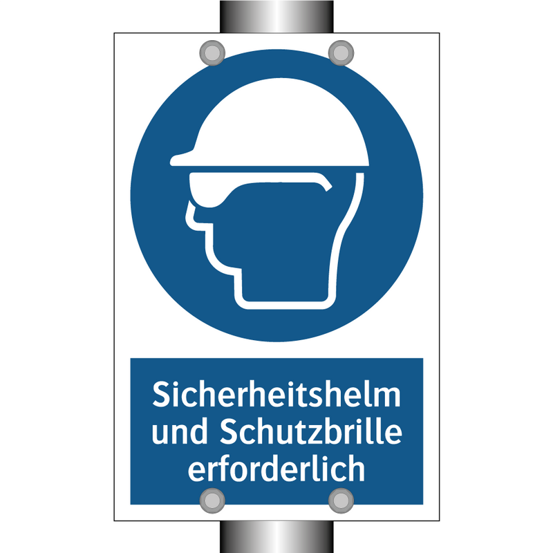 Sicherheitshelm und Schutzbrille erforderlich